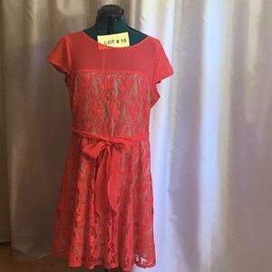NWOT by DANNY & NICOLE in size 18 tangerine colored dress sheer top with overlay